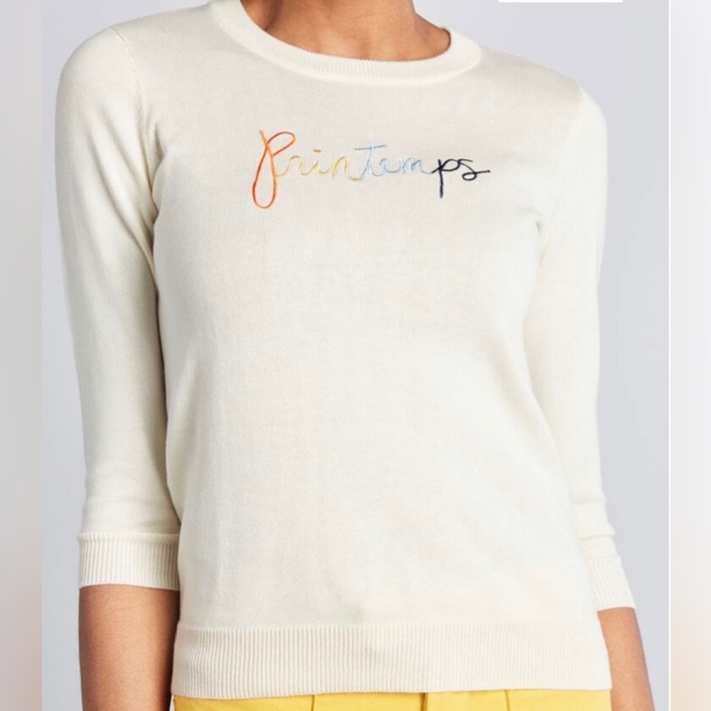 ModCloth | Cream Printemps Charm School Pullover 3/4 length Sweater